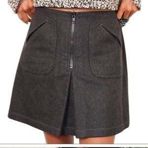 GAP Vintage Y2K Virgin Wool Black Mini Skirt Front Zipper with Pleat